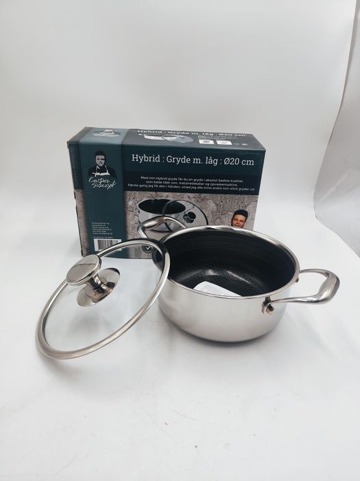 garnek hybrid z pokrywką 20 cm non-stick pfas free nowy