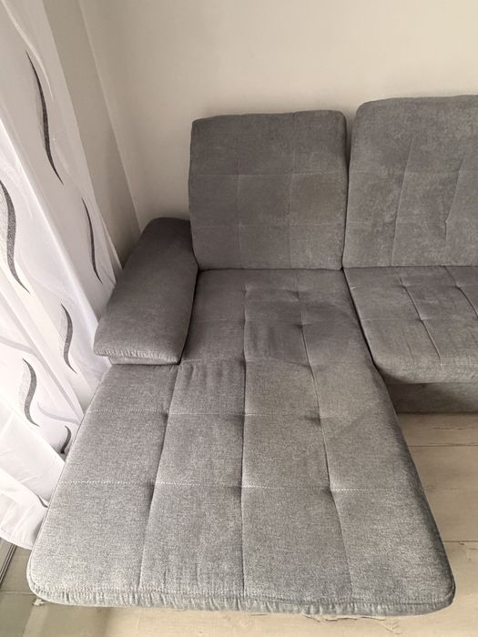 Narożnik U sofa grafit funkcja spania pojemnik regulowane zagłówki