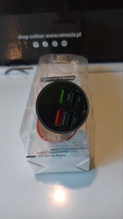 Ładowarka Samochodowa Szybka LED  5 gniazd