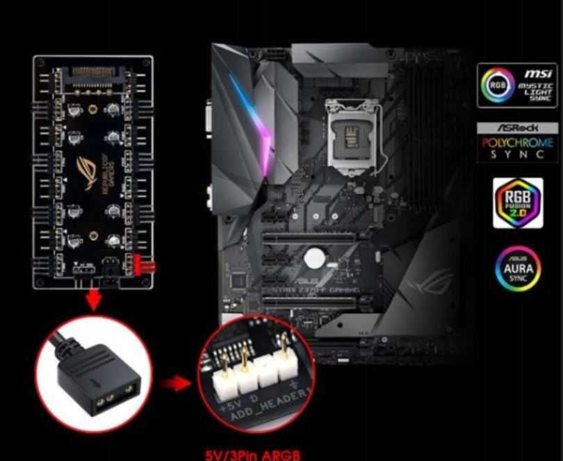 Rozdzielacz aRGB+PWM Hub na 8 wentylatorów Sterownik obrotów WS2812B