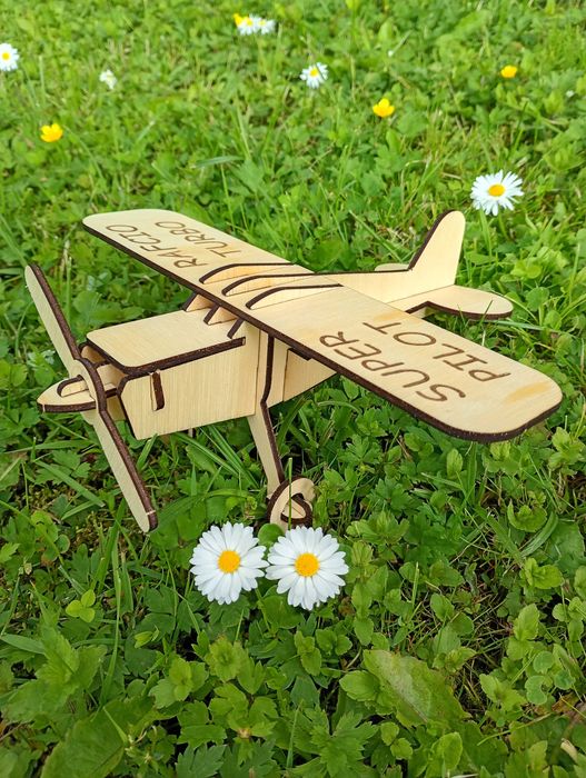 Drewniane Puzzle 3D Samolot + TWÓJ GRAWER Model