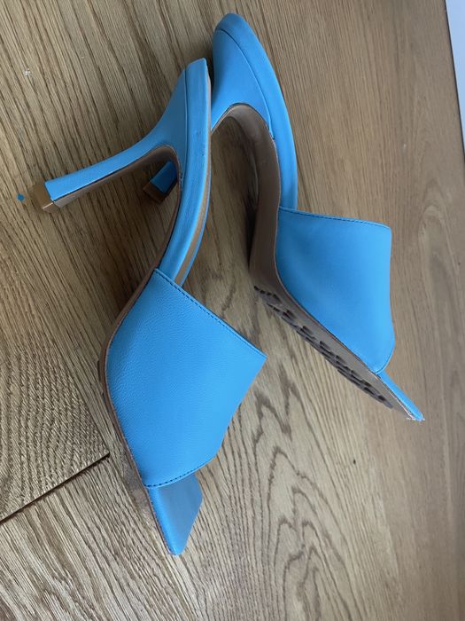 Klapki Bottenga Veneta skora turkusowe