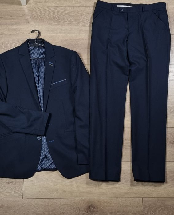 Garnitur męski komplet (marynarka+spodnie), elegancki, jak nowy