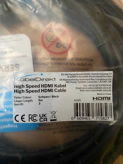 Cabo HDMI 4k 60Hz de 5m com alta velocidade