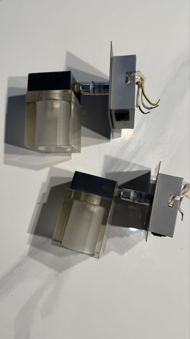 Kinkiety dwie sztuki srebrne ze szkłem