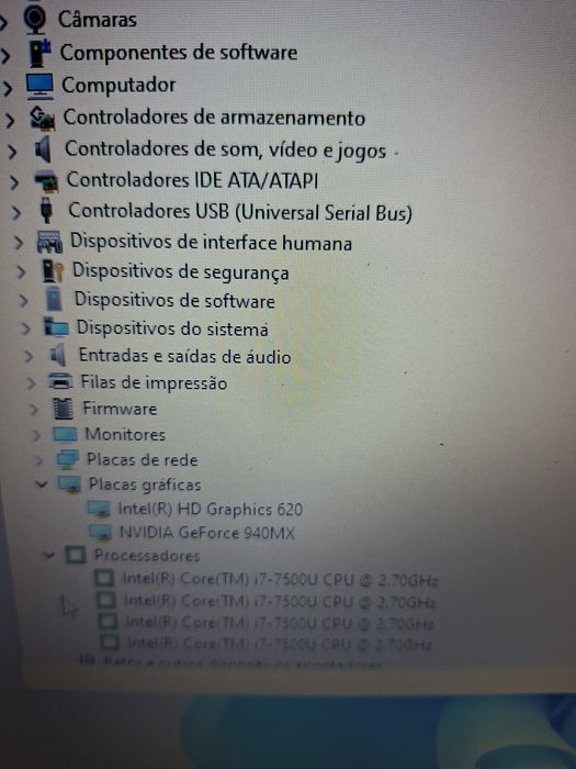 Portátil HP 15-cc intel i7 c/ Nvidia 940MX