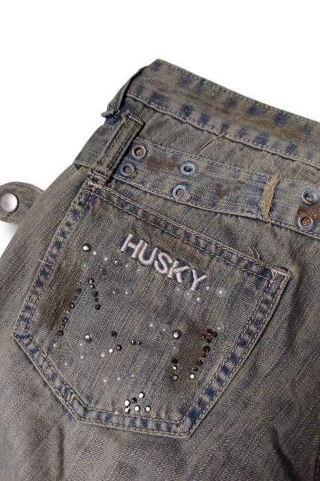 Vintage Distressed Style Playboy Pants y2k spodnie jeansowe biodrówki