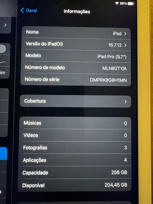 Apple iPad Pro 9,7" ,Ecrã Retina, Prateado, 256 GB, como novo.