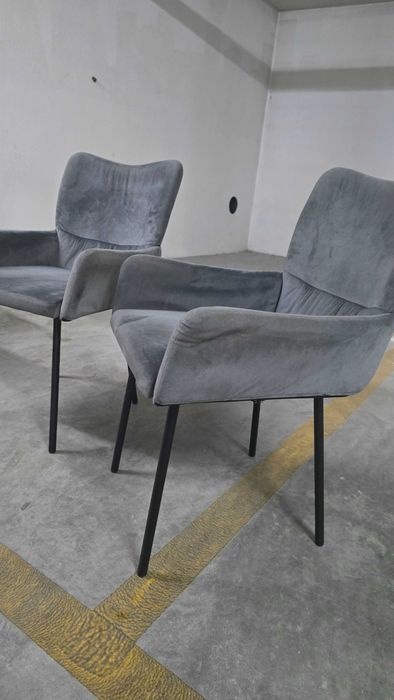 Conjunto de 2 Cadeiras de Escritório / Secretária em Veludo Cinzento – Giratórias