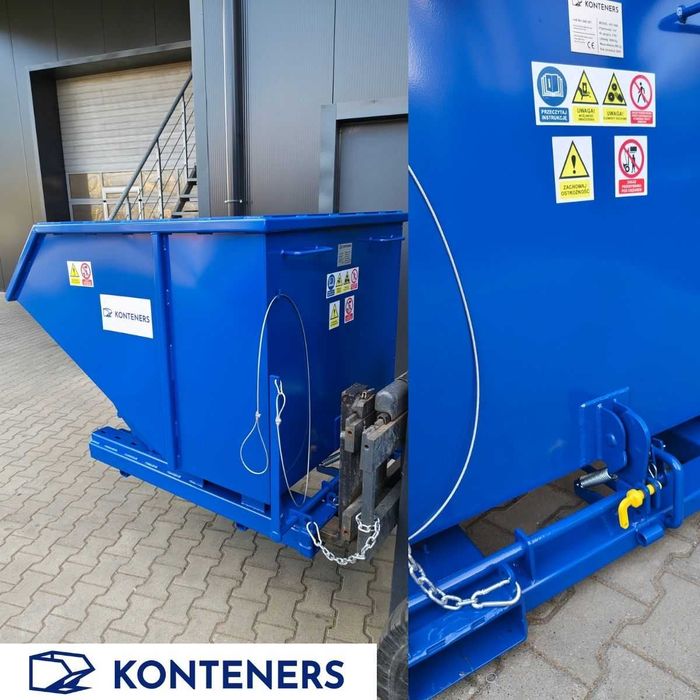 Kontener koleba koliba pojemnik samowyładowczy 1m3 MULDA/ZŁOM/TROCINY/ DREWNO/ pojemnik metalowy wywrotka / pod maszyny CNC