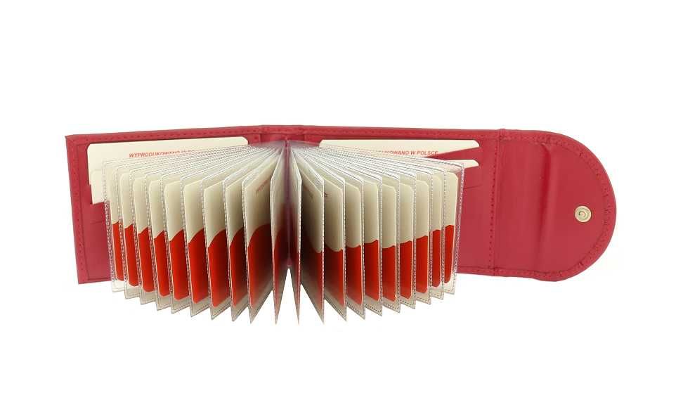 Wizytownik skórzany etui na dokumenty karty ID karmelowe skóra