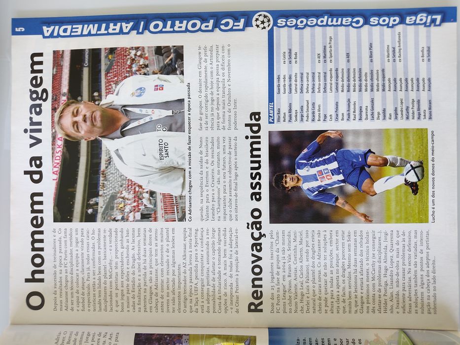 Programa FC Porto Artmedia Bratislava Champions league 2005/2006