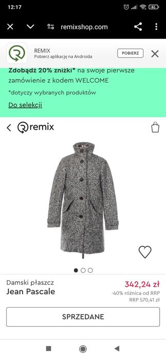 Płaszcz damski na podszewce JEAN PASCALE 46 nowy