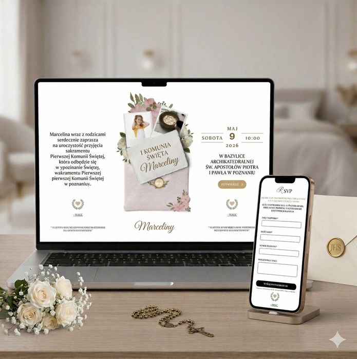 Interaktywne - cyfrowe zaproszenie na komunię