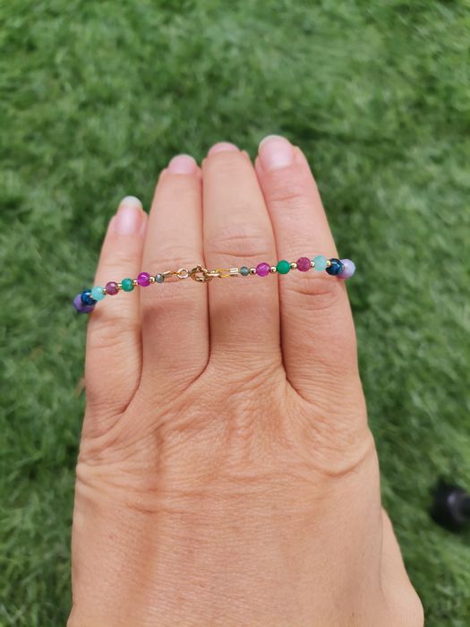 Bransoletka na lince kamienie rubin onyks agat Sugilit srebro 925 apat