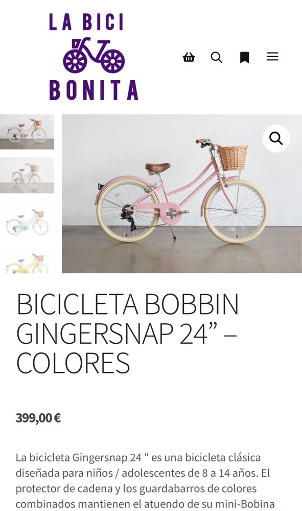 Bicicleta Clasica Niños Gingersnap 16 rosa Bobbin 