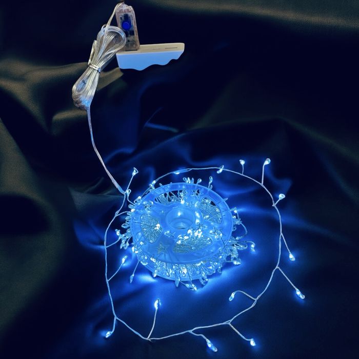 Гирлянда нить мишура 15 м свет теплый и белый, usb, зеленая и серая пр