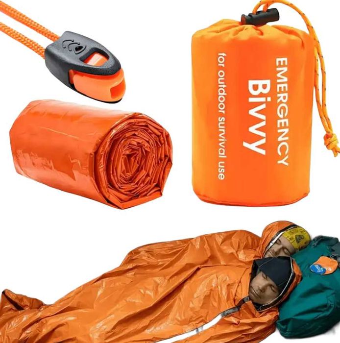 Awaryjny  Śpiwór Ratunkowy BIVI Koc Awaryjny Worek Survival + Gwizdek