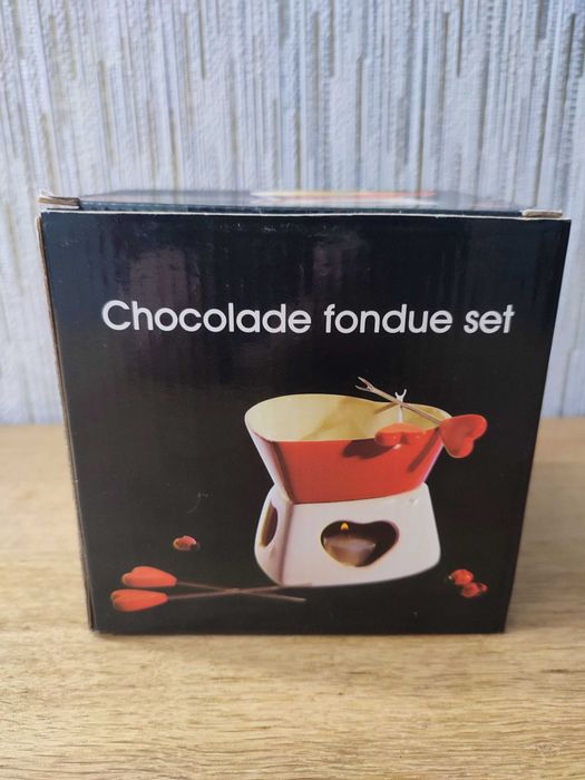 Керамічний горщик для шоколадного фондю у формі серця, набір для фондю