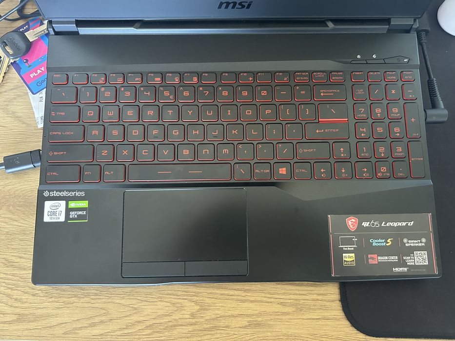Laptop Gamingowy MSI GL65 Leopard 16gb RAM, Intel core i7 10th gen 256GB+1TB (stan bardzo dobry)