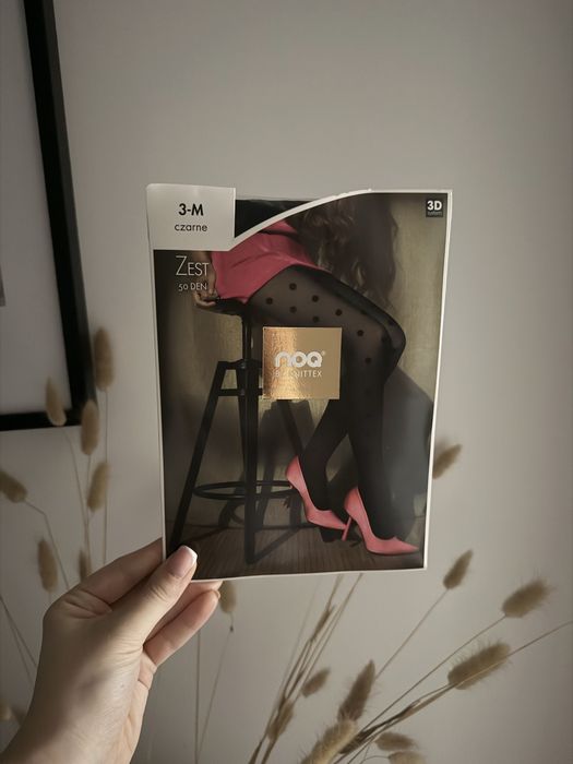 Nowe czarne rajstopy w kropki knittex rozmiar 3