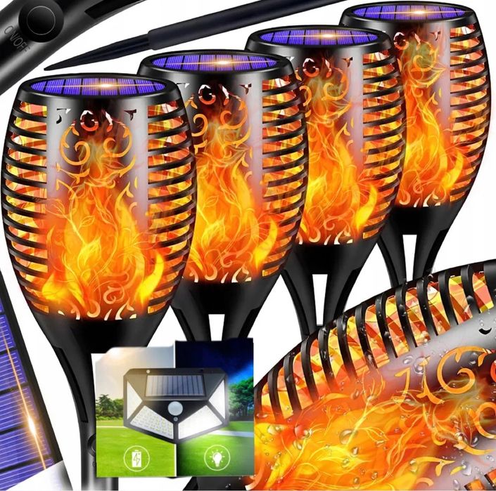 2w1 Lampa solarna wbijana czarny 51 cm 4 szt. Ogród Zestaw ! Gratis!