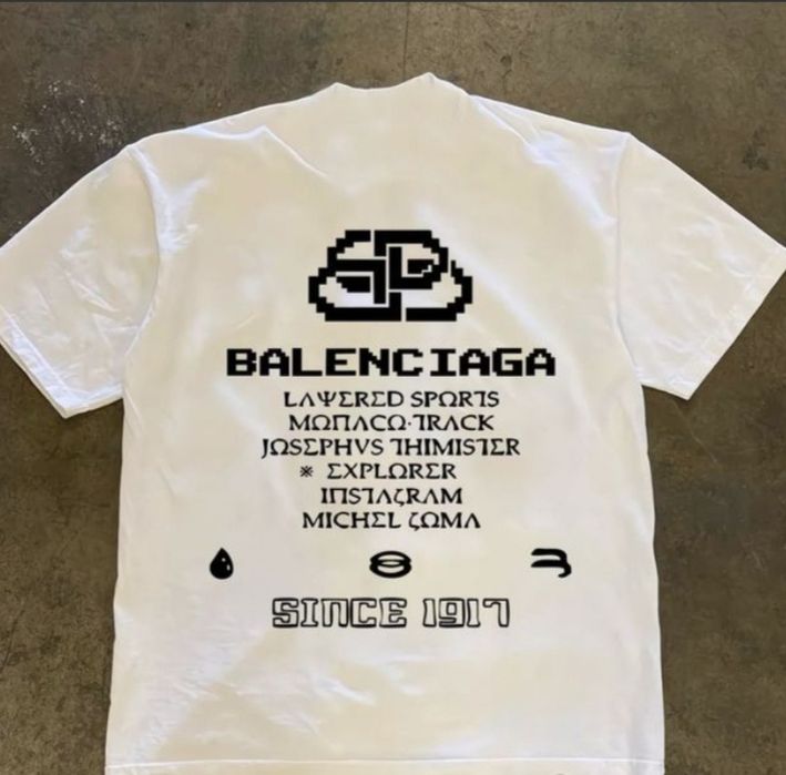 White Balenciaga  t-shirt y2k opium drip drill vetements type