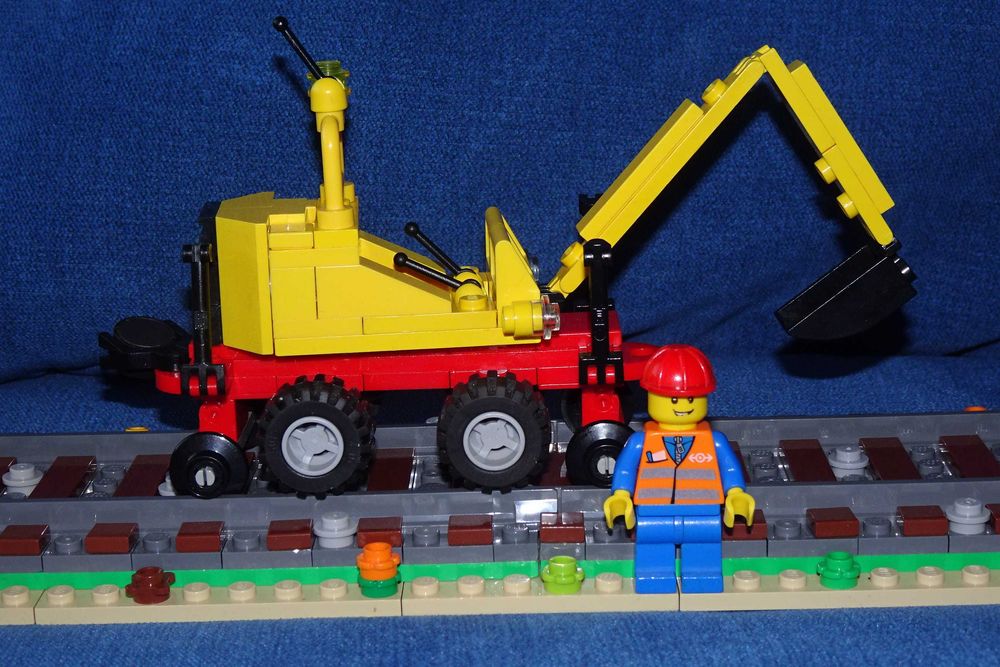 GRATIS wysyłka LEGO Train 9V - 4525 Road and Rail Repair koparka