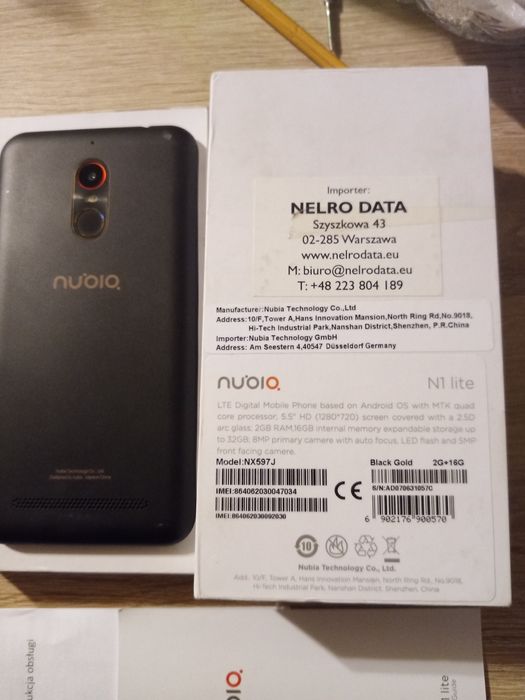 Smartfon 5,5" Nubia N1 Lite DualSIM +SD 2GB 16GB ROM LTE 4G Super stan
