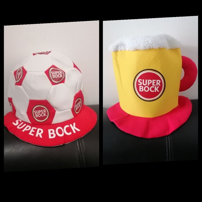 Caps with beer brand advertising: Sagres, Super Bock, Sical, Lucaffé, Buondi