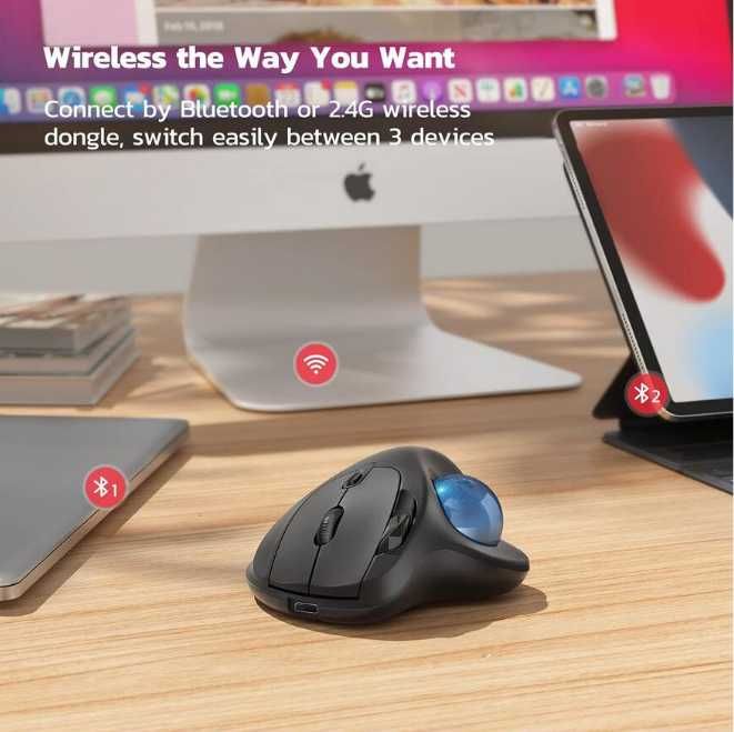 Мышь беспроводная с трекболом Nulea M501 Black Blue.