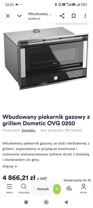Piekarnik gazowy z grillem Dometic OVG 0250