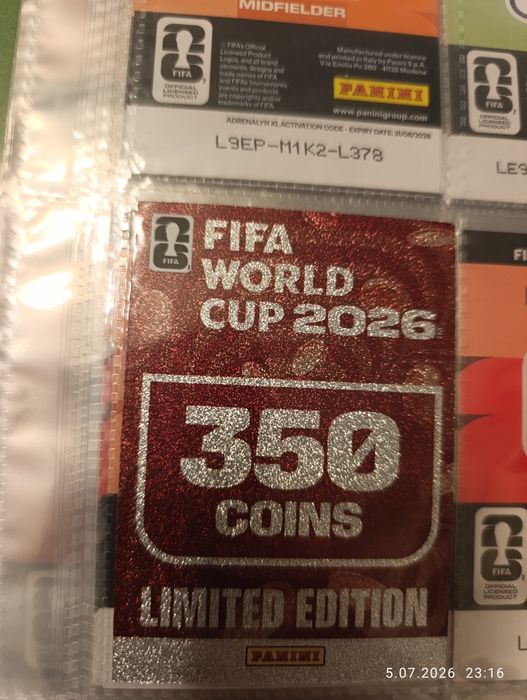 Karty piłkarskie Kod do gry Panini World Cup 2026 -  350 Coins