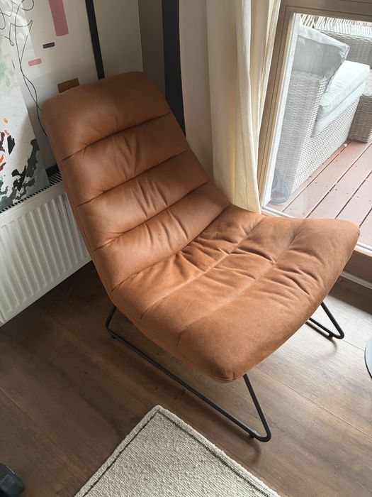 Jak nowy! Fotel wypoczynkowy Forgents karmelowa ekoskóra
