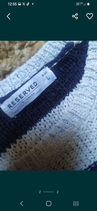 Sweter w paski z rękawem 3/4
