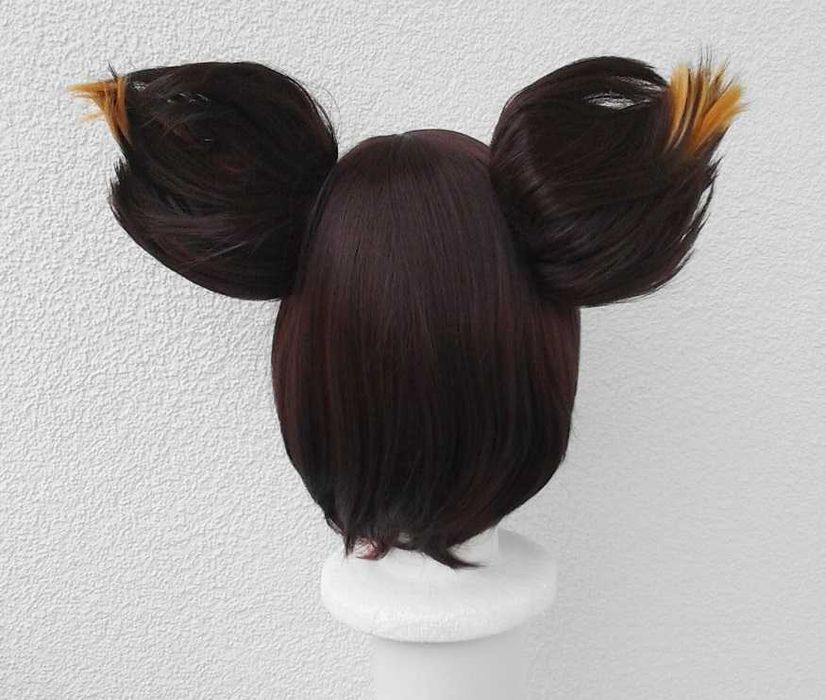 Xinyan Genshin Impact brązowa peruka z kitkami brązowy cosplay wig