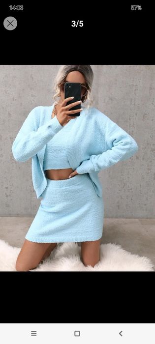 Piękny 3 częściowy zestaw  Shein Dzianinowy l/xl