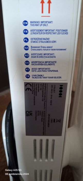 Grzejnik olejowy 1500 W,jak nowy