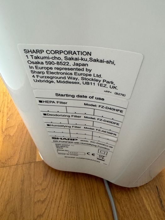 Oczyszczacz powietrza z funkcją nawilżania Sharp