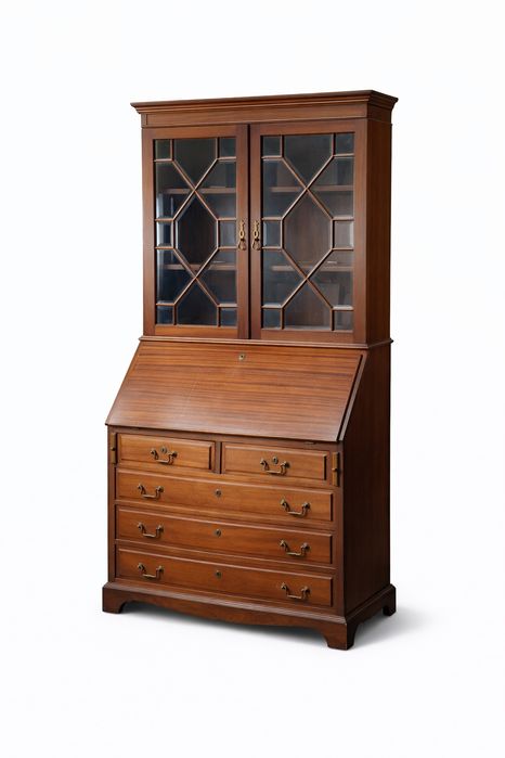 Secretária vintage em madeira – com vitrine superior