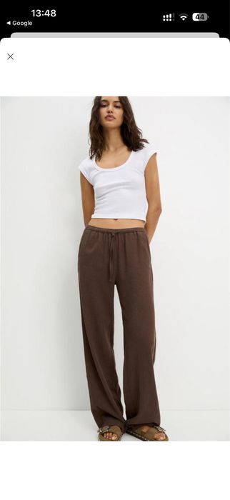 Штани zara лляні льон pull and bear