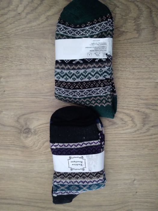 Zestaw 2 par ciepłych naturalnych skarpet