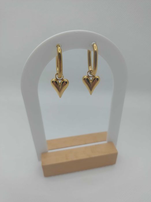 Kolczyki wiszące serduszka dmuchane stal