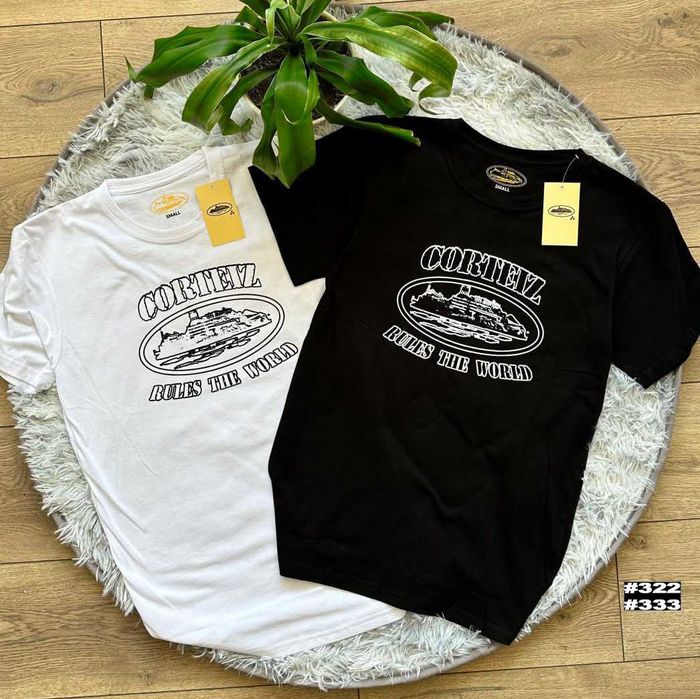 Черная / Белая | Новая Футболка Corteiz x Supreme | XS-XXL