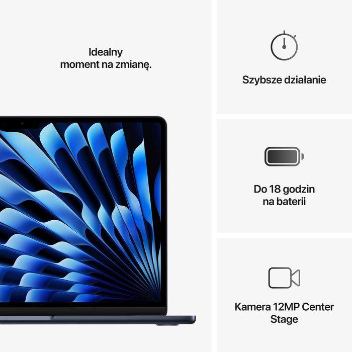 NOWY Apple MacBook Air 13 M2 16GB RAM 1TB SSD MIDNIGHT FV23% GW-3LATA!