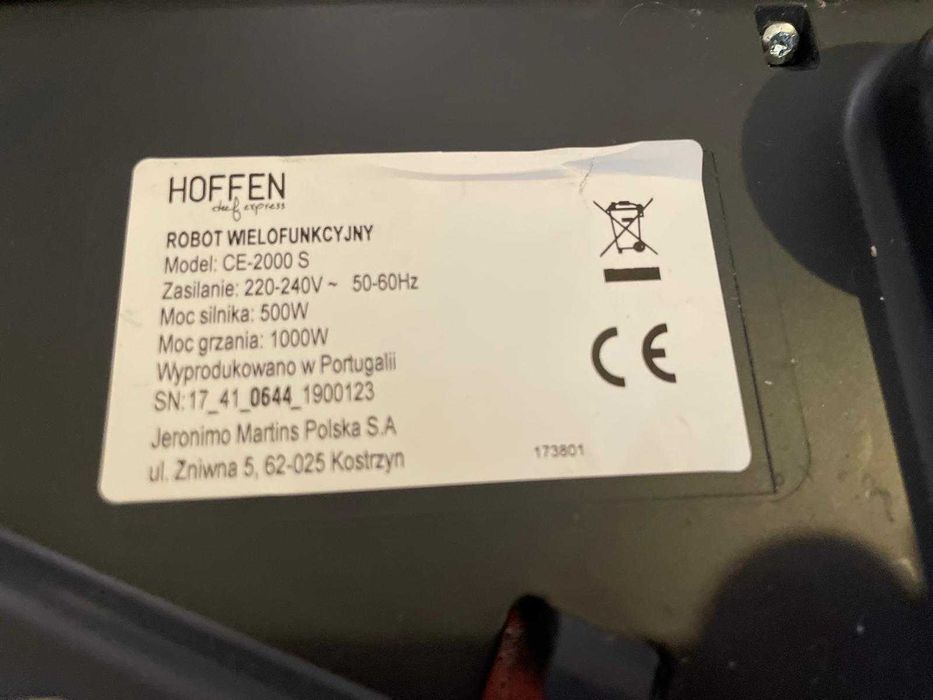 ROBOT KUCHENNY HOFFEN CE-2000 S KOMPLET - stan bardzo dobry