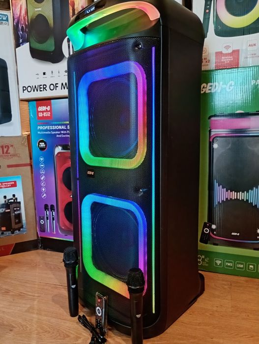 Блютуз караоке акустика Gedi-29(SD,USB,FM) пультДУ,2микрофона