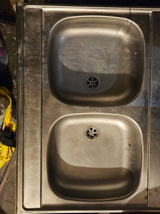 Zlew dwukomorowy blaszany