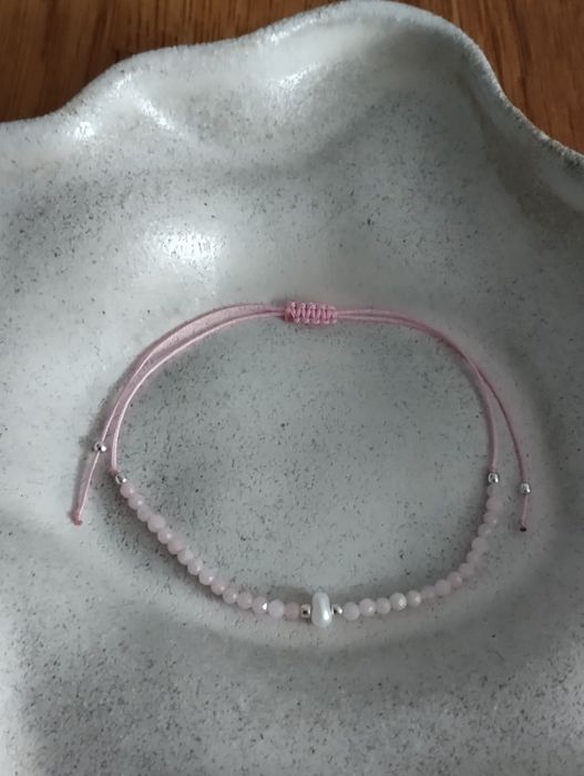 Bransoletka opal różowy hand made srebro 925