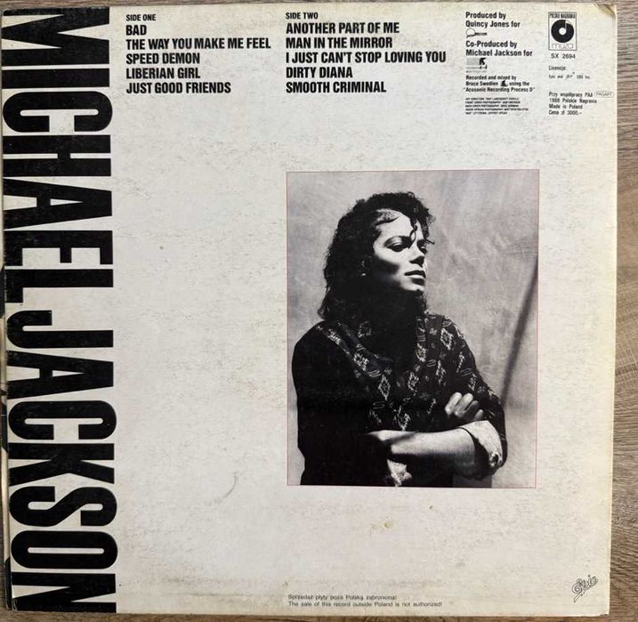 Michael Jackson – Bad | Winyl LP | Oryginał 1987 | Wkładka | Klasyk Popu